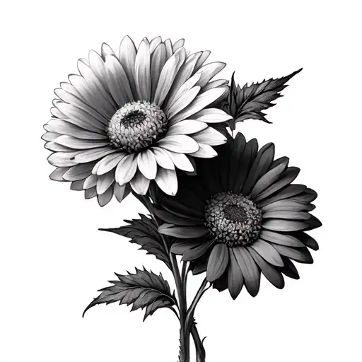 A Bouquet Of Flowers With Two Chrysanthemum Flowers With One Aster Flower In The Middle
