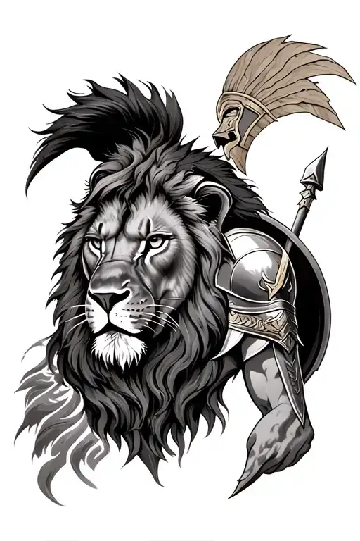 A Lion And Spartan Warrior On My Inner Bicep