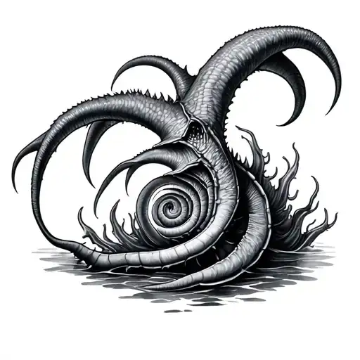 Spiral Horned Looking Prehistoric Sea Creatures