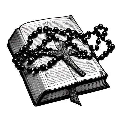 Fine Line Bible With Rosary Beads Wrapping