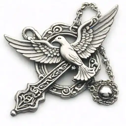 Dove Rosary Cross Hanging Pendant