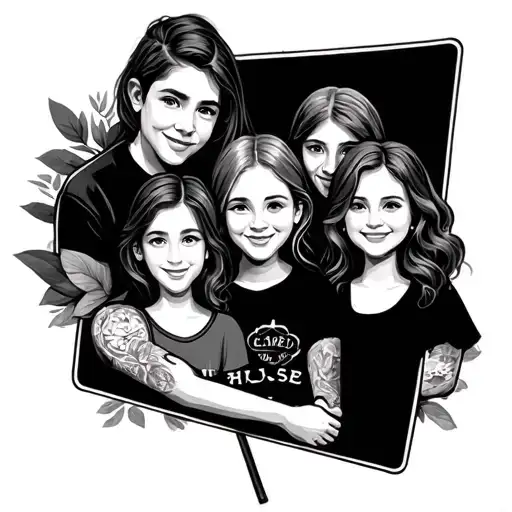 Family 4 People With A Sign