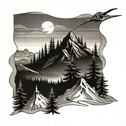 Mountains And Trees With Lacrosse
