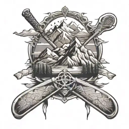 Mountains Inside Lacrosse Stick Head