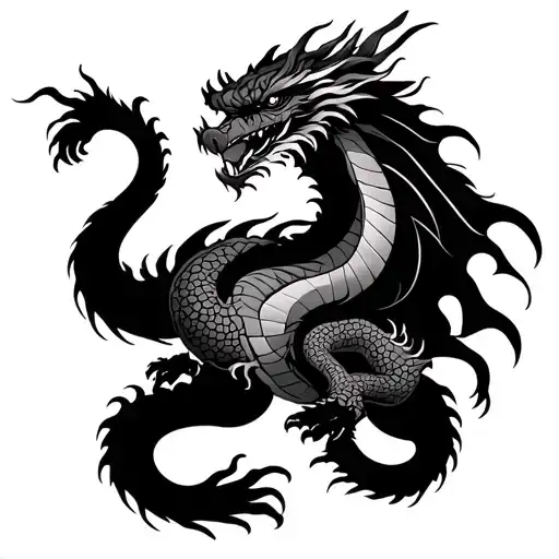 Dragon And Coi In Japanese Style