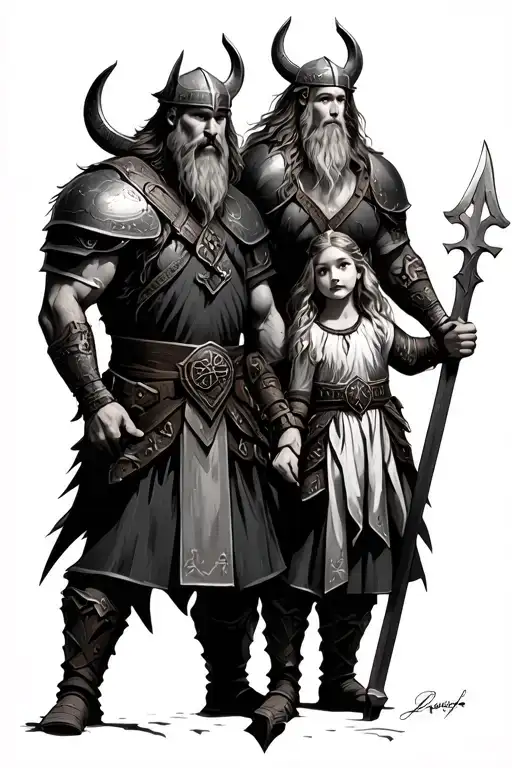 Matching Father And Daughter Viking Warrior