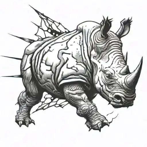 Rhino Falling Apart Surrealksta
