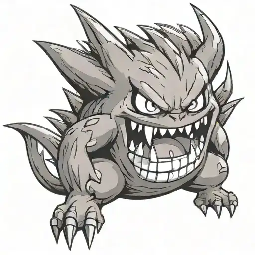 Gengar Pokemon Fighting Sycther Pokemon