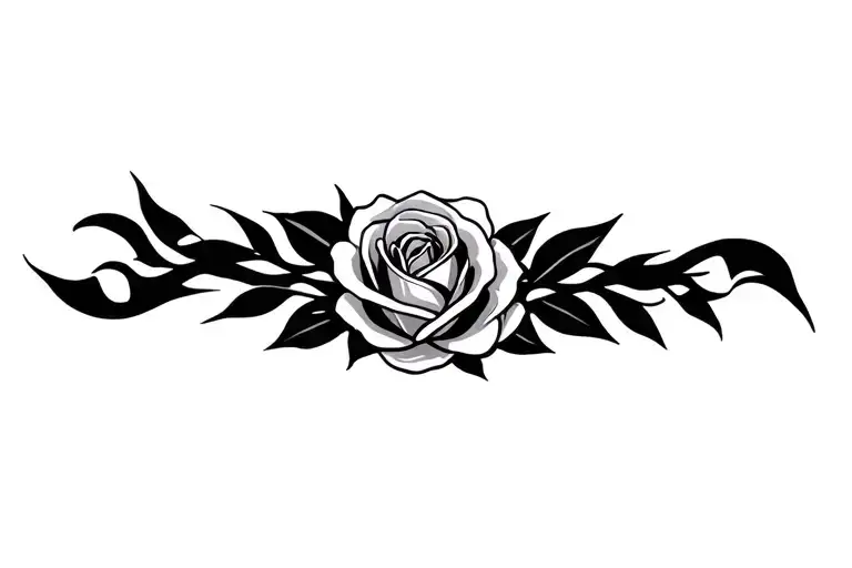 Masculine Rose With Tribal Designs Intertwined