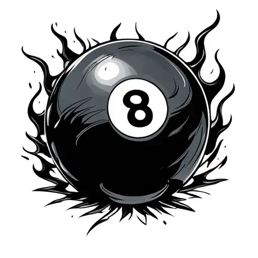 9 Ball With Flames Surrounding