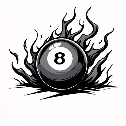 9 Ball With Flames