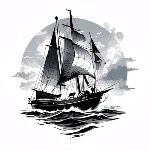 Windsurfing And Sailing Ship Navigating
