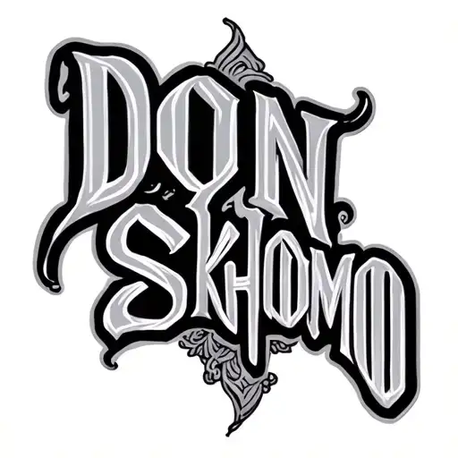The Words 'Don Skhomo' Curved And In Garamond Font