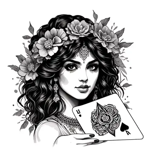 Gypsy Holding A Card