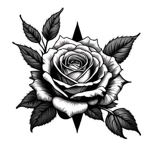 Compas Rose With Mountains Inside