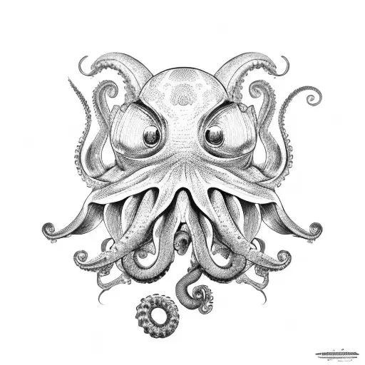 Octopus With Mandella Design And Background