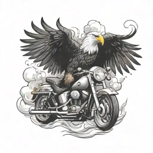 A Bald Eagle Smoking A Cigar While Riding A Motorcycle Through A Cloud Of Smoke