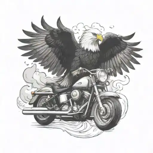 A Bald Eagle Smoking A Cigar While Riding A Motorcycle Through A Cloud Of Smoke