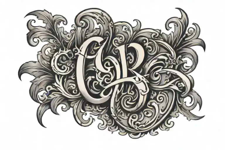 Gb Letter Tattoo On Boy Left Chest Or Arm With Black And Grey Shade