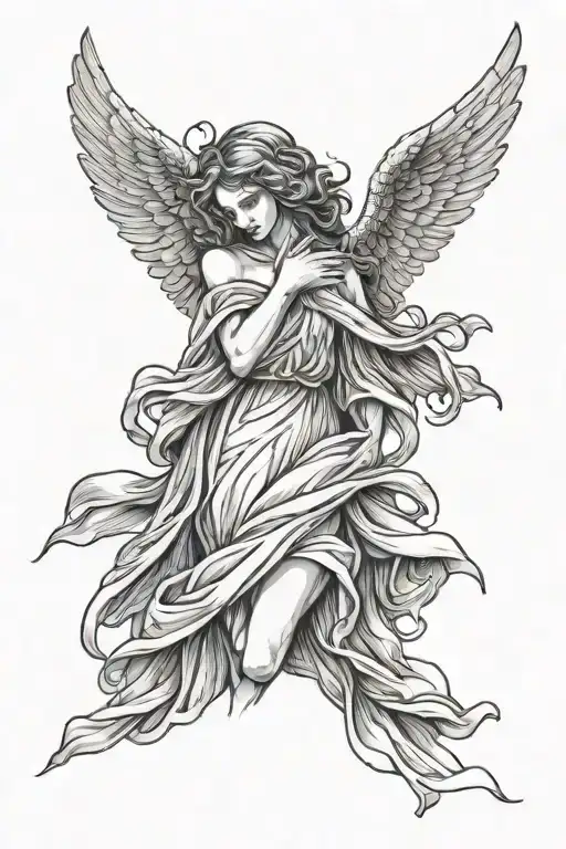 Angel With Wings And Covered Face
