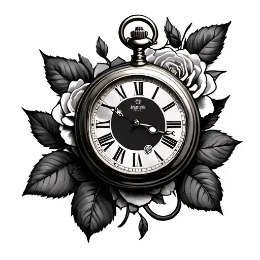 Pocket Watch Surrounded By Roses