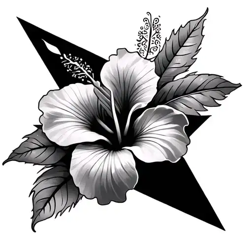 Hibiscus With Samoan Tribal Triangles