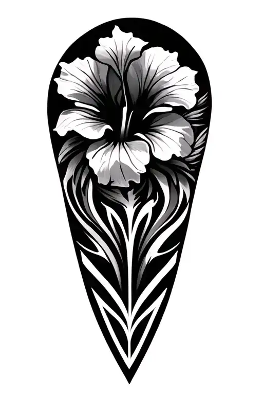 Hibiscus With Samoan Tribal Triangles