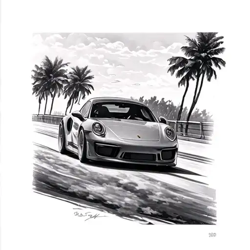 Porsche Car Driving Along