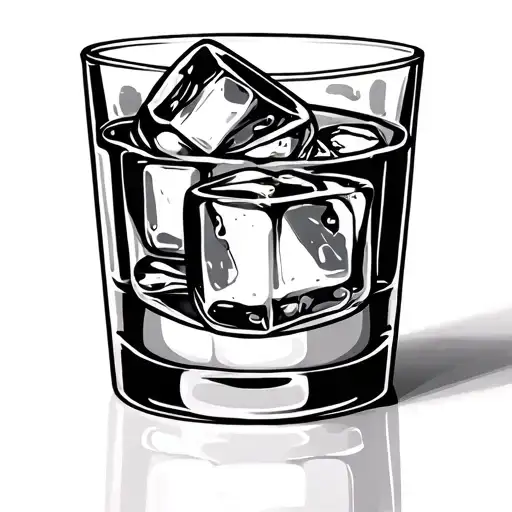 Hard Liquor On A Glass With Ice Cube