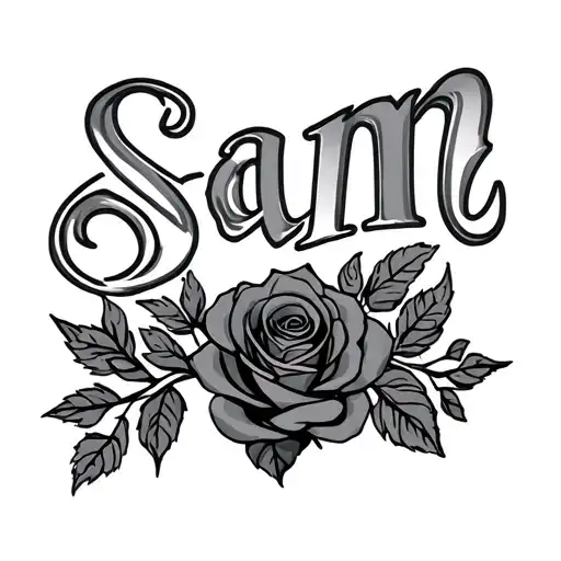 The Name Sam With Roses Around The Name