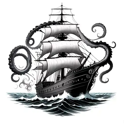 Kraken Destroying Ship