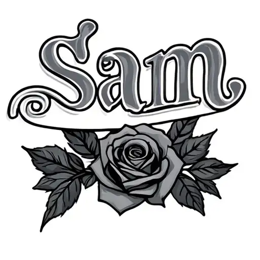 The Name Sam With Roses Around The Name