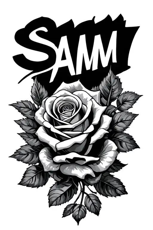 The Name Sam With Roses Around The Name