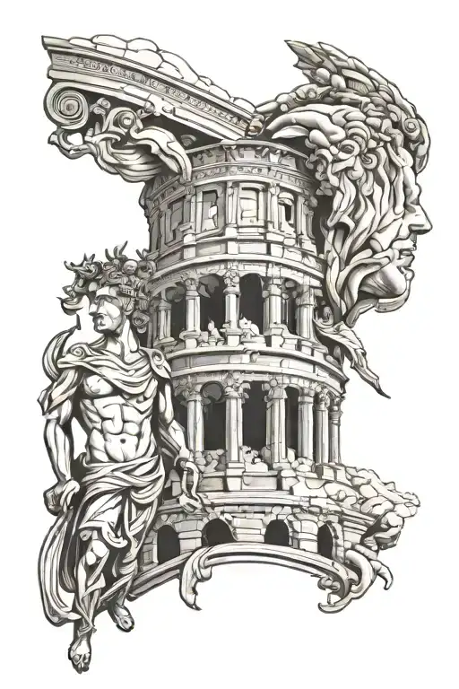 Greek Gods And Colosseum