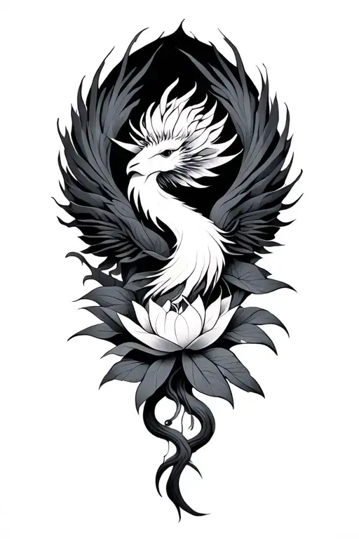 Lotus Phoenix Rising Simple Lines