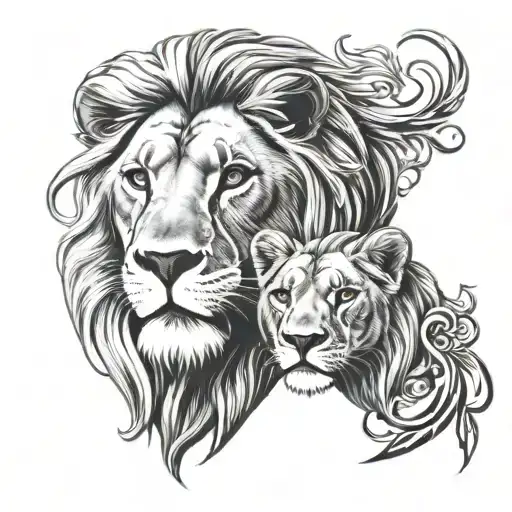 Love Mother Daughter Lion Head