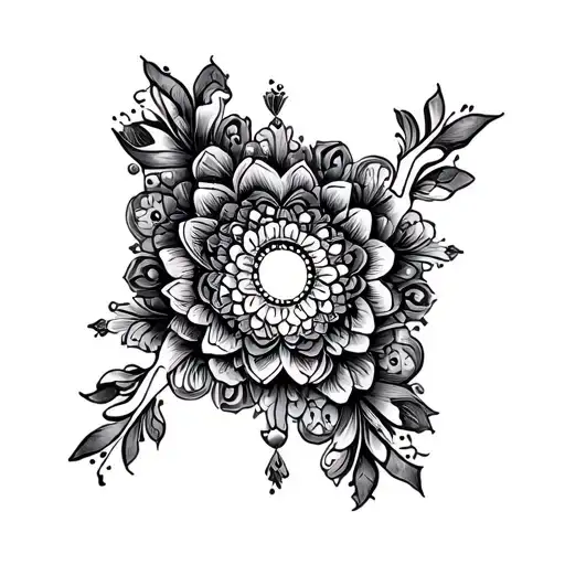 Delicate Feminine Mandala Tattoo With Filigree And Tonal Contrast