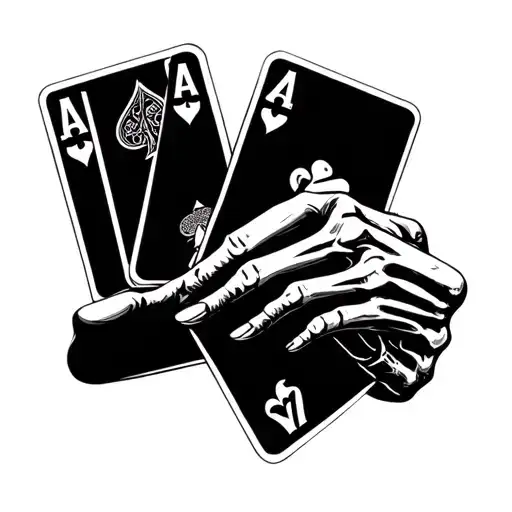 Deck Of Cards Held By Skeleton Hand Holding