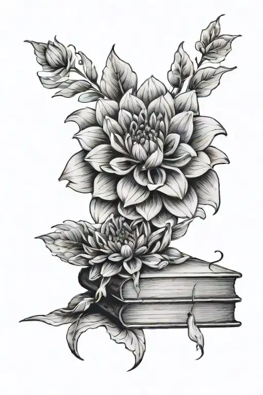 Dahlia Flower And Books