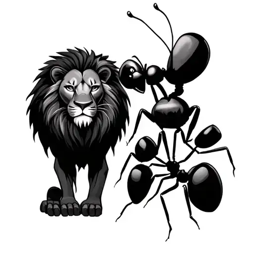 Lion And Ant Working Together