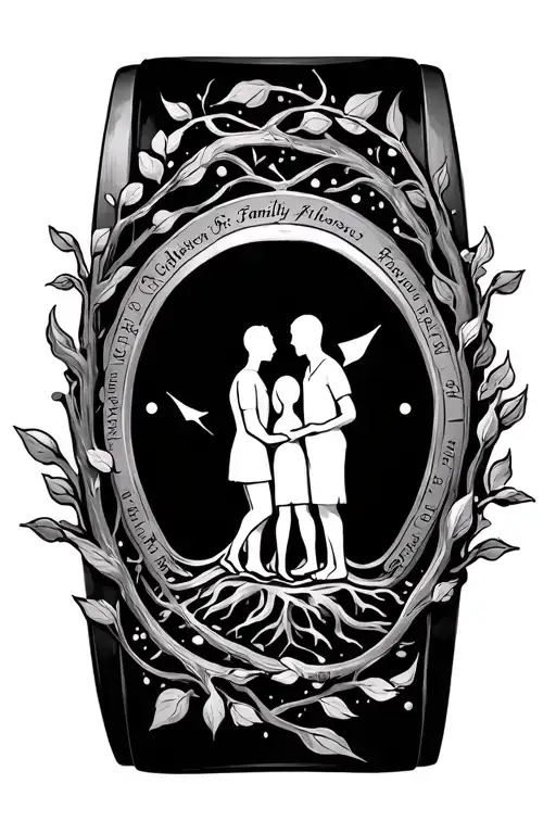 Watch With Names Inside Of It Symbolising Family With Vines Around The Outside Sibling Family Tree