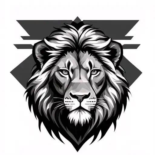 Lion With A Geometrical Back Ground