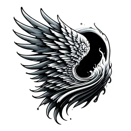 Water Or Waves In The Shape Of One Sided Wing Spread