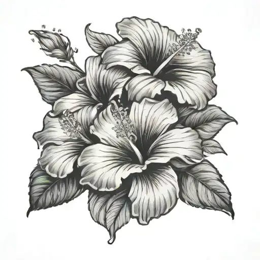 Hibiscus Flowers Wrapped Around Shoulder