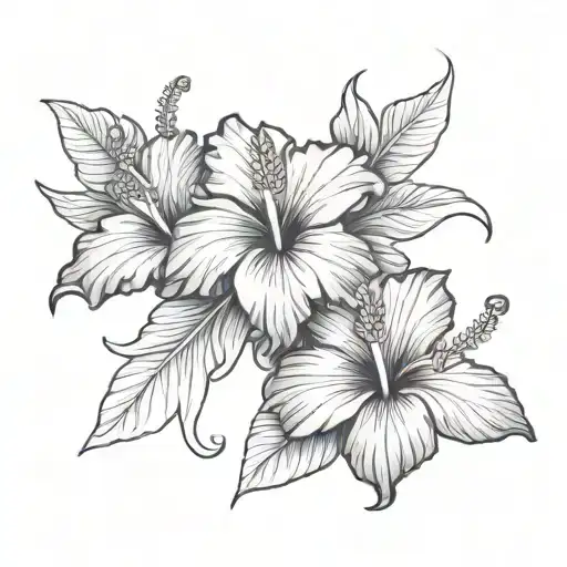 Hibiscus Flowers Wrapped Around Shoulder