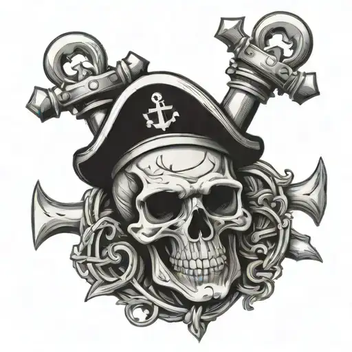 Skull With Navy Anchor