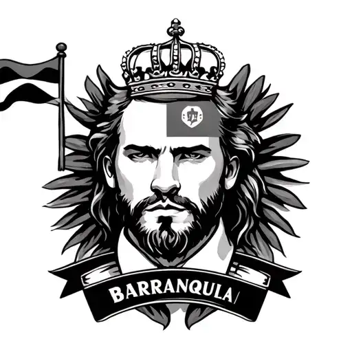 Leon With Crown And Flag Of Barranquilla Logo