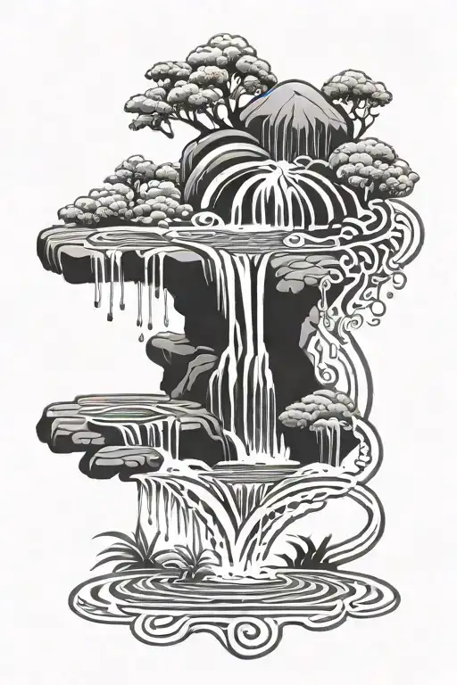 Maori And Waterfall Cascading