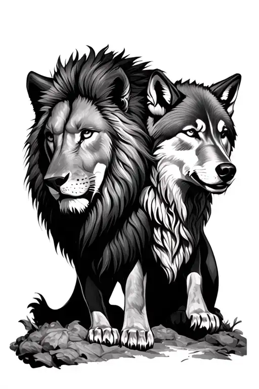 Lion And A Wolf