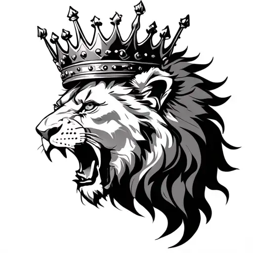 A Lion Roaring With A King's Crown